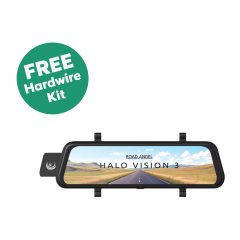Road Angel Halo Vision 3 4K Front & 1080p Rear Mirror Dash Cam with 10" Anti-glare LCD Touchscreen